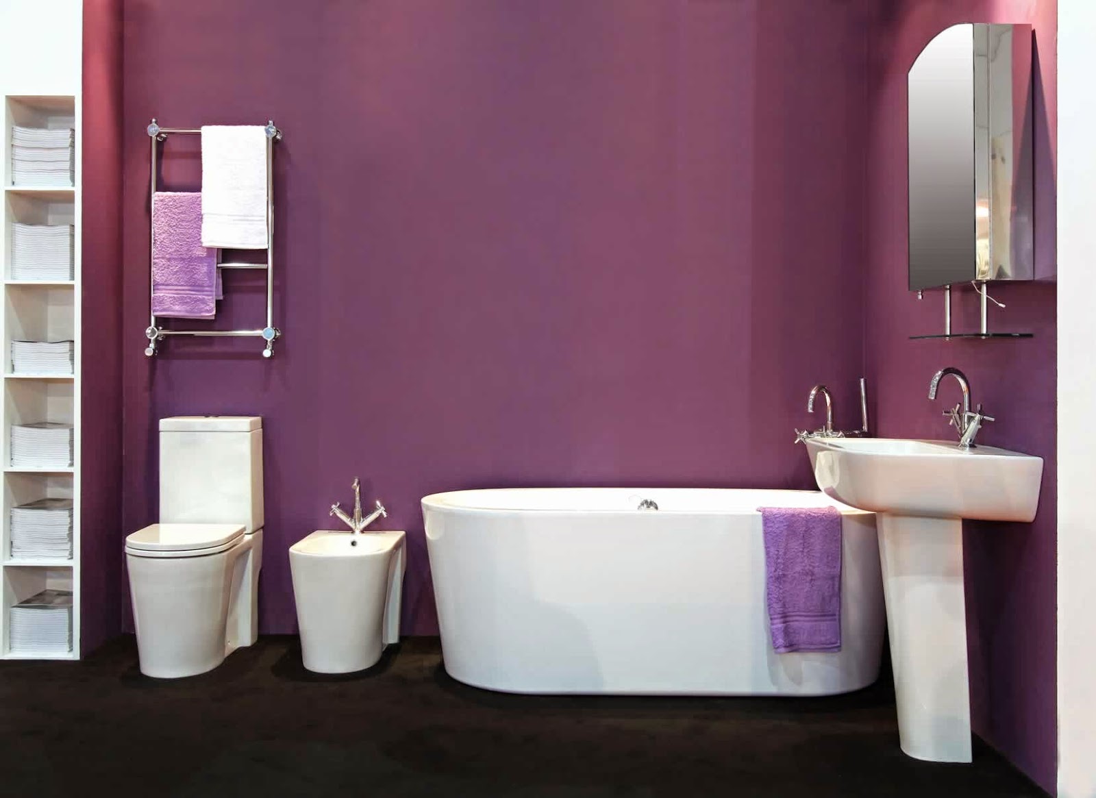 Diseños de baños en color morado - Colores en Casa