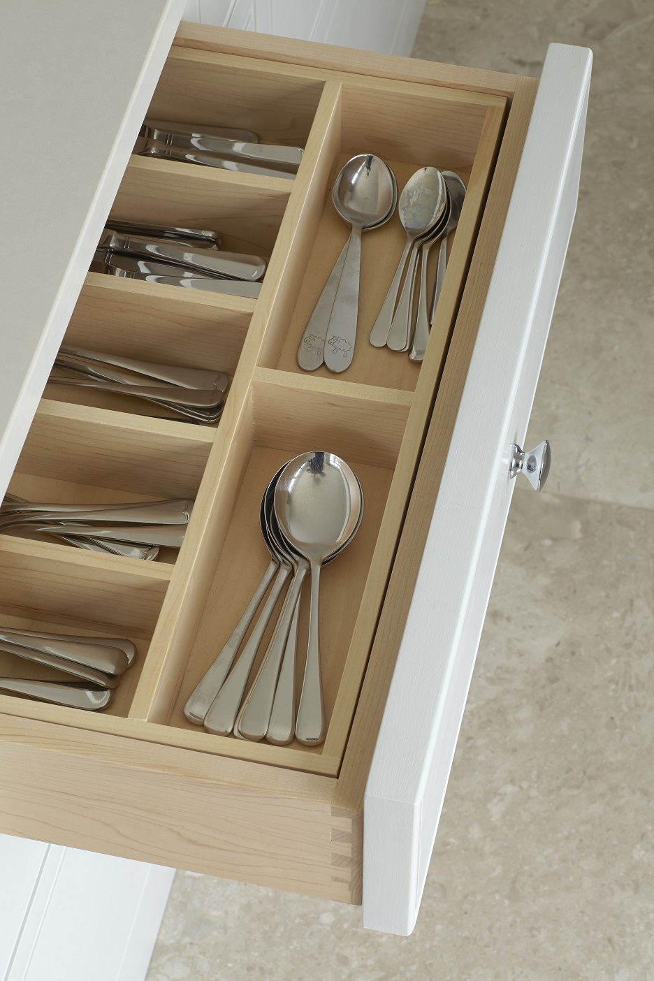 Bespoke, wooden trays for cutlery & utensils Higham Furniture