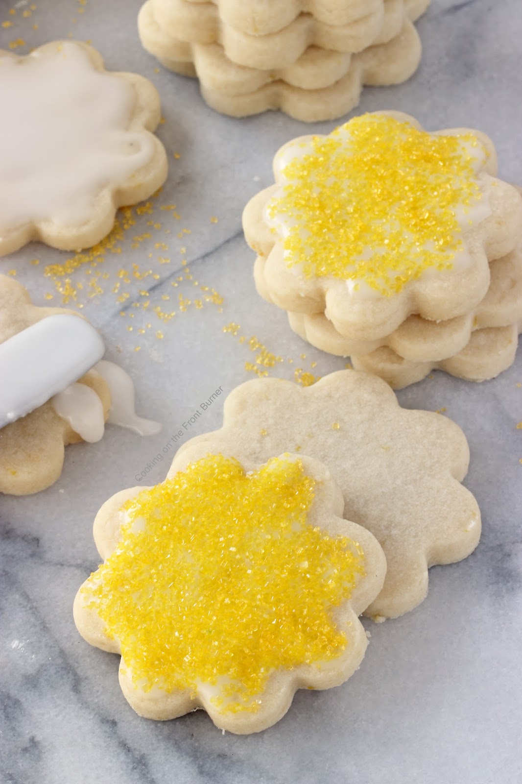 Lemon Shortbread Cookies Cooking on the Front Burner