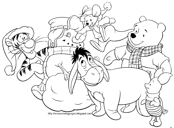 Disney Pooh Christmas Coloring Pages