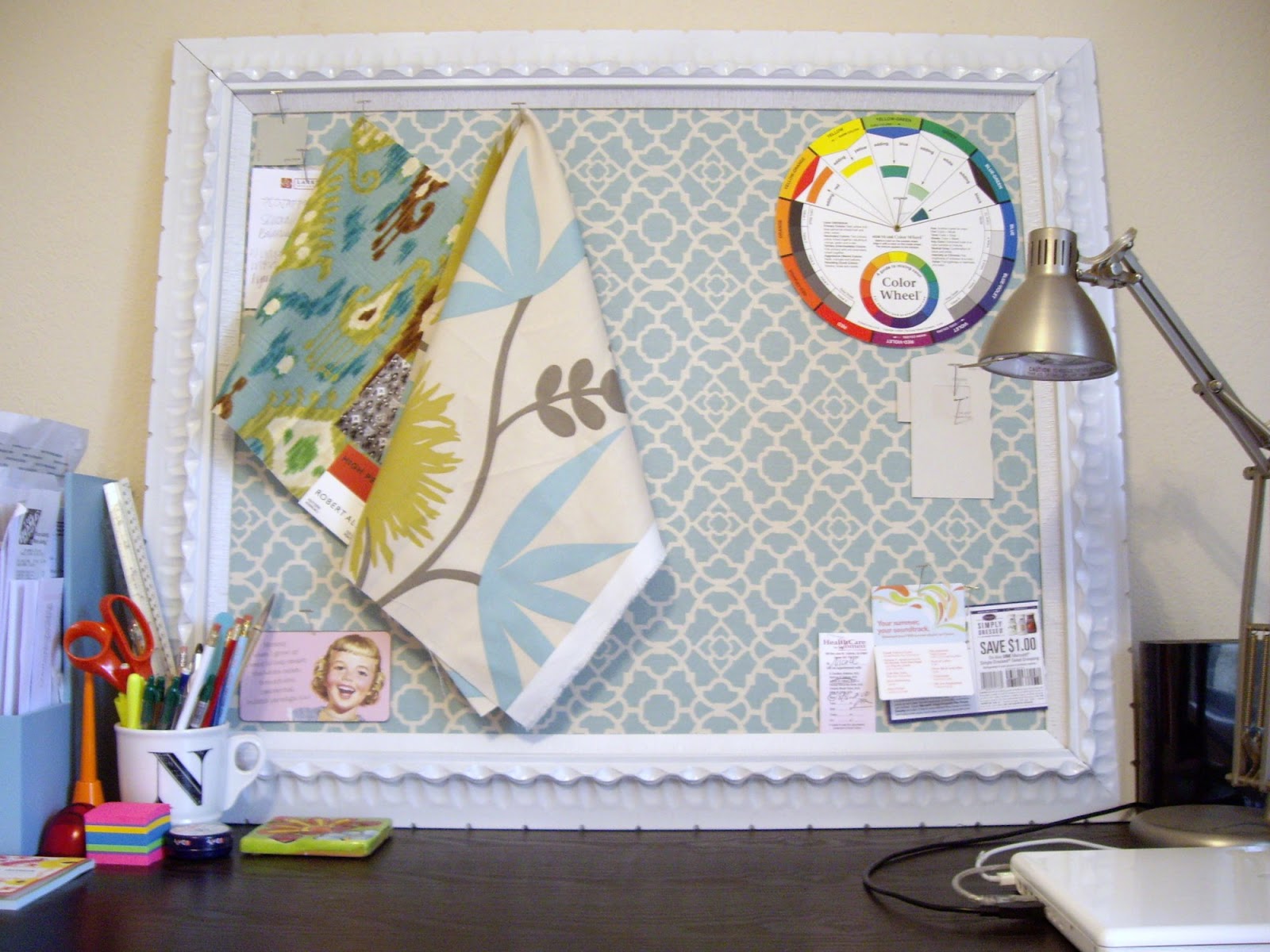 Glam Granola Upcycled Frame and Fabric Wrapped Cork Board