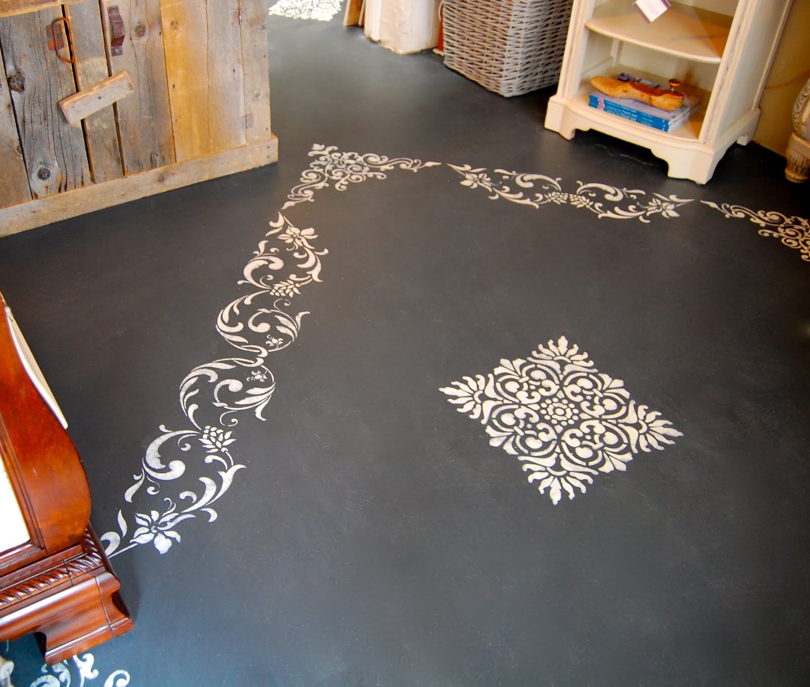 Shades of Amber Chalk Paint Floors and Lacquer
