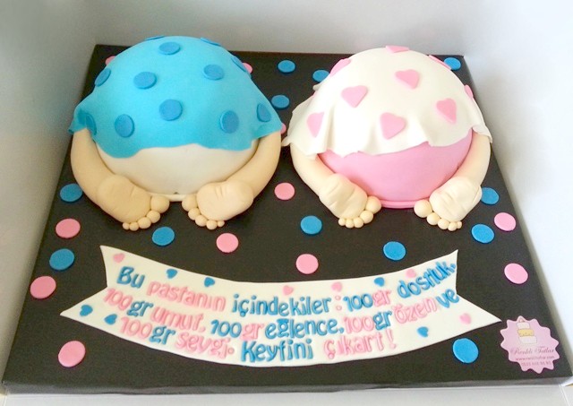 Renkli Tatlar Hayata Tat Katar İkiz Bebek Baby Shower Pasta