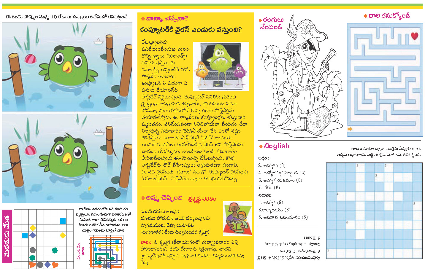 TELUGU BASHA teLUGU kIDS Special PUZZLES, GK, FUN GAMES, STORIES, TIPS