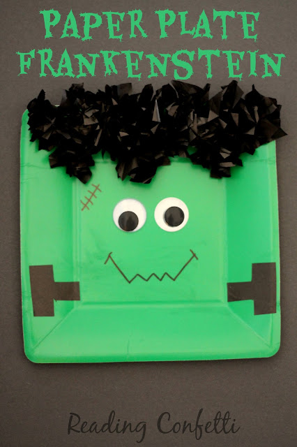Paper plate Frankenstein Halloween craft 
