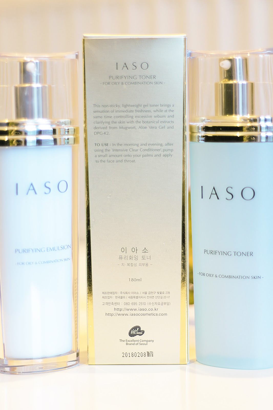 IASO korean skincare brand - review of their purifying toner and purifying emulsion