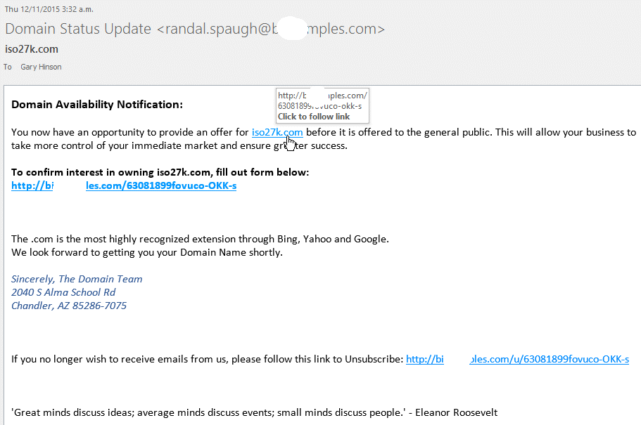 nblog the noticebored secaware blog domain status update spear phish