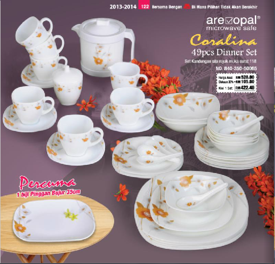 syarikat menang glassware kuantan Set Makan Malam Pinggan Mangkuk Are