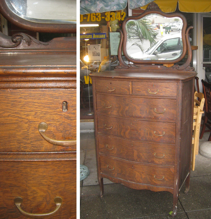UHURU FURNITURE & COLLECTIBLES SOLD Oak Chest of Drawers + Mirror 250