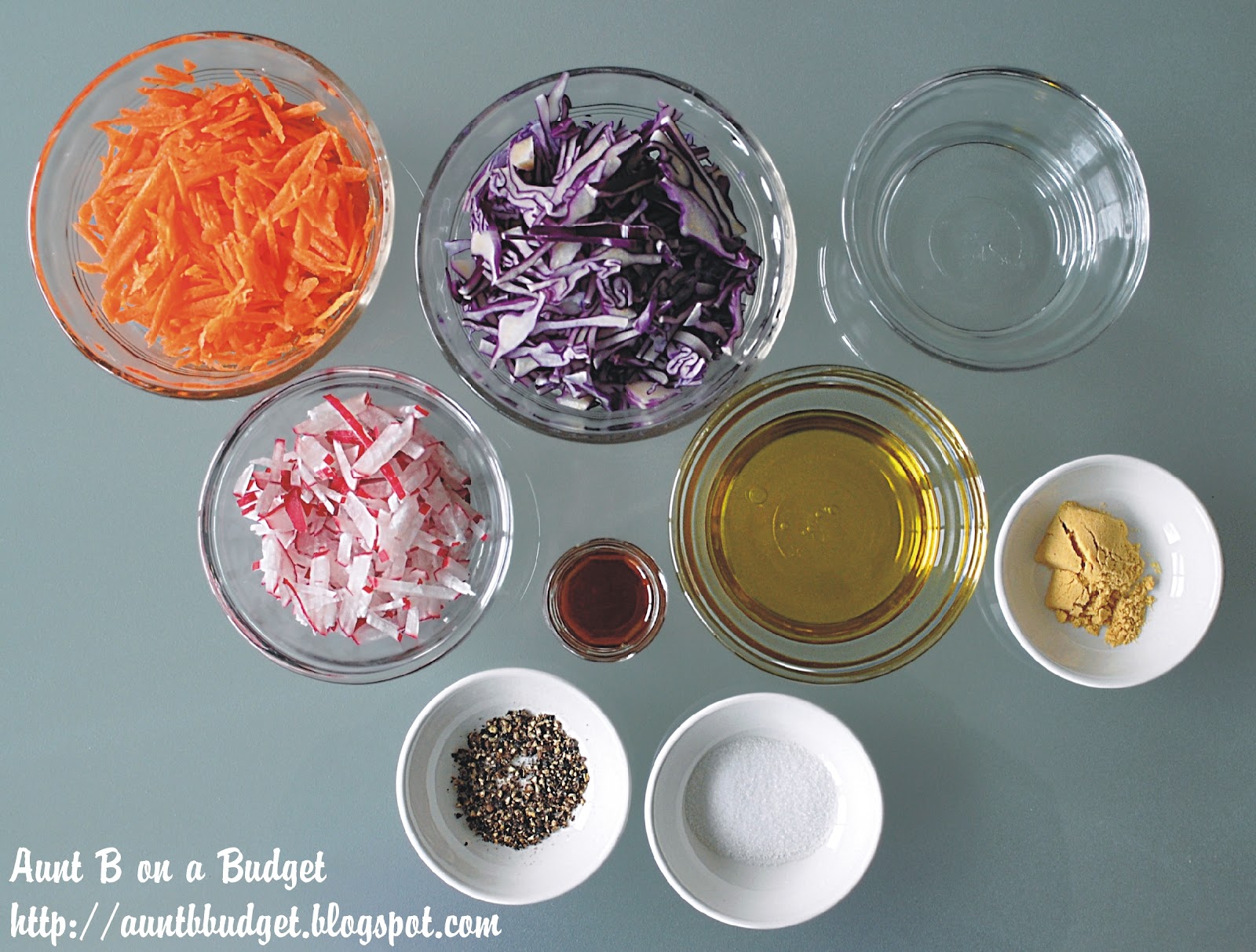 Aunt B on a Budget Colourful Coleslaw with Honey Mustard Vinaigrette