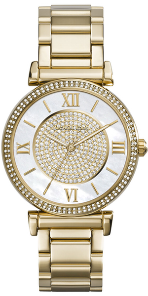 Michael Kors Caitlin Rhinestone Golden Stainless Steel Watch