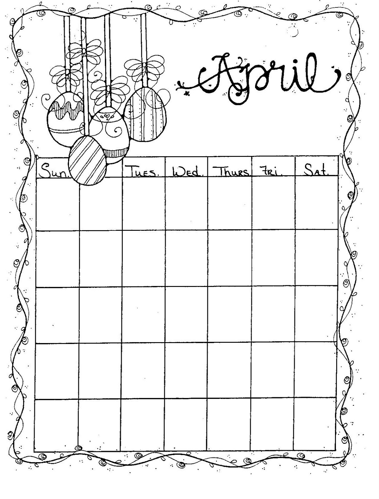 Blank April Calendar