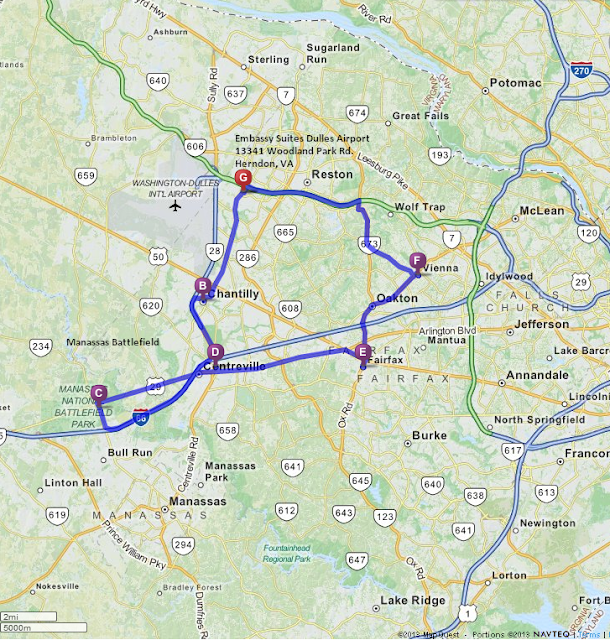 Map of Fairfax County Civil War Loop