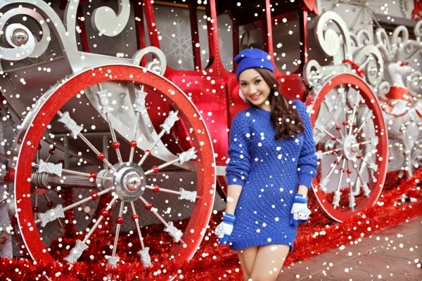 Cao Mỹ Kim xinh đẹp với váy ngắn bó sát đón Noel
