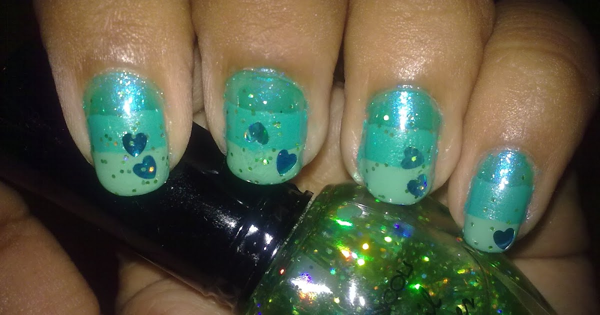 Uñas de acrilico...nails princess: diseños varios Cuentos de un conejo★*: Kawaii nails - Green hearts