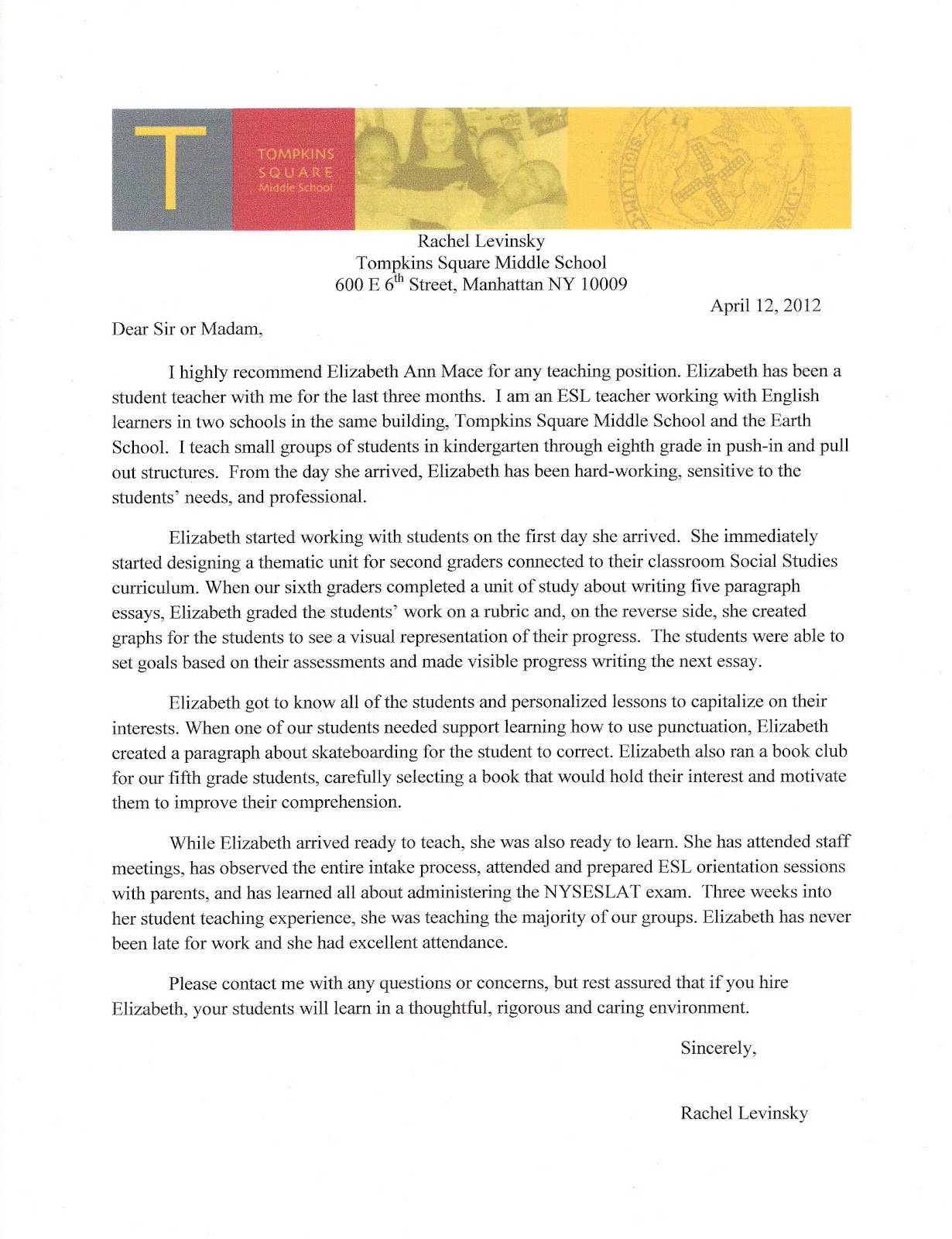 Letter Of Recommendation For Student Teacher From Cooperating Teacher Elementary Letter Of Recommendation For Student Teacher From Cooperating Teacher Elementary