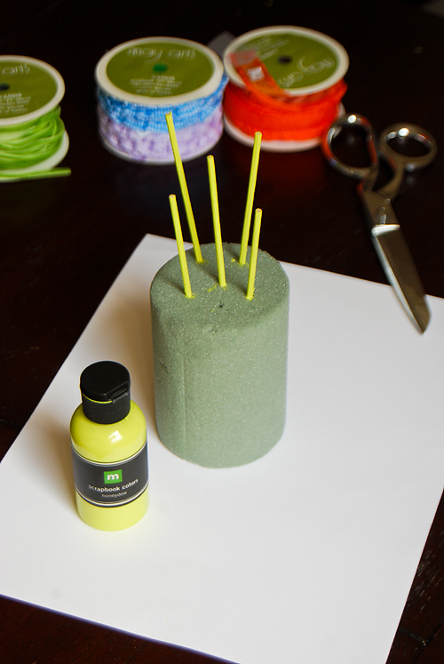 Happy to be creating ribbon spring flower pot