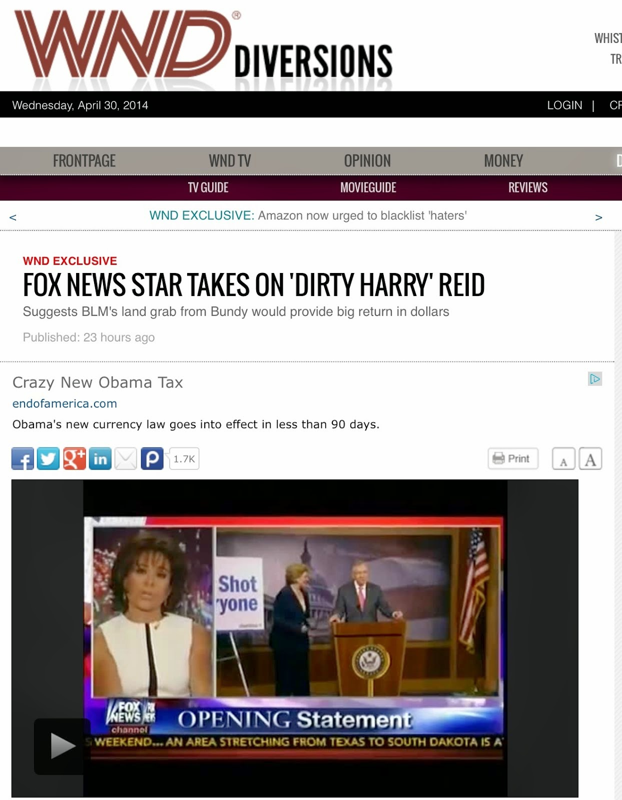 April 30, 2014: @ World Net Daily (WND)