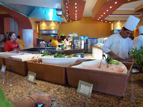 Chefs preparing fresh seafood