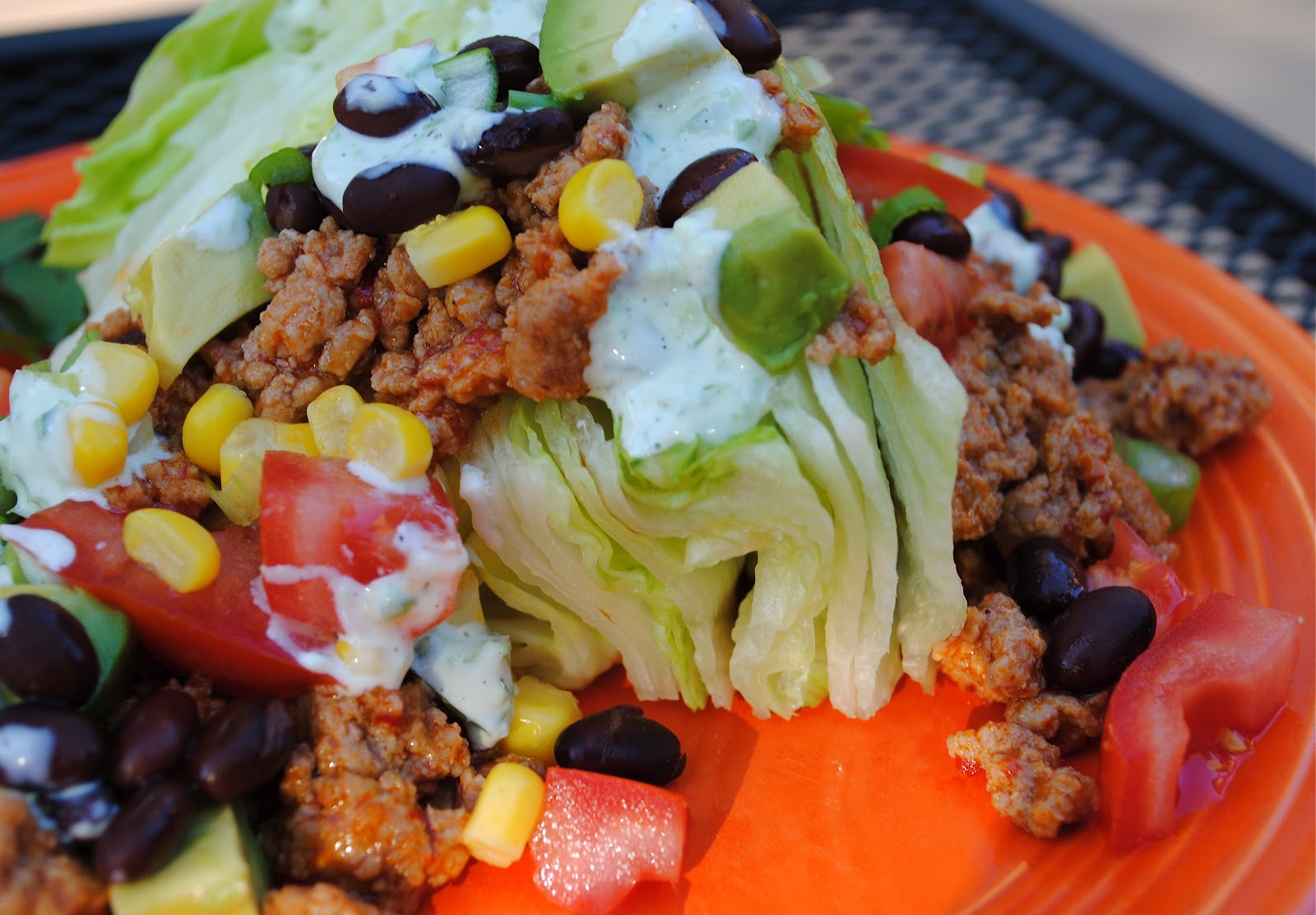 Cabo Taco Salad with Jalapeno Ranch Dressing and an Iceberg Wedge