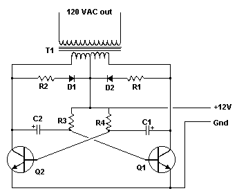 Simple 12V to 120V Inverter Circuit Diagram