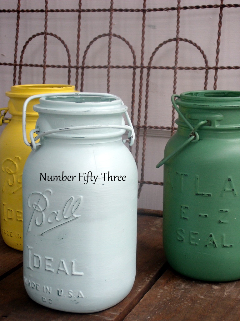 Number FiftyThree Easy, Painted Canning Jars