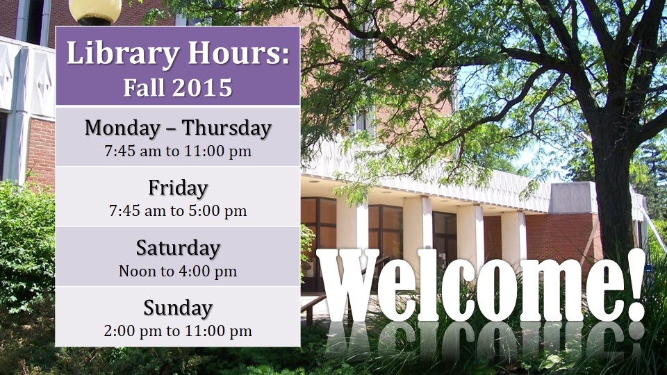 Ashland University Library News AU Library Hours Fall 2015