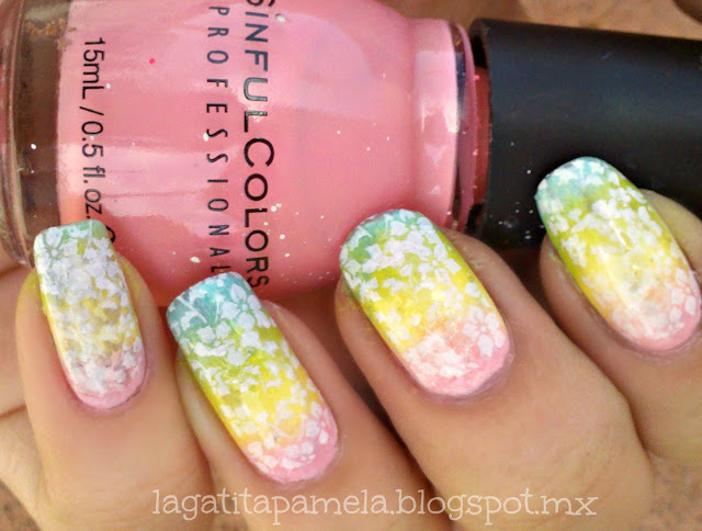 spring flower gradient nails