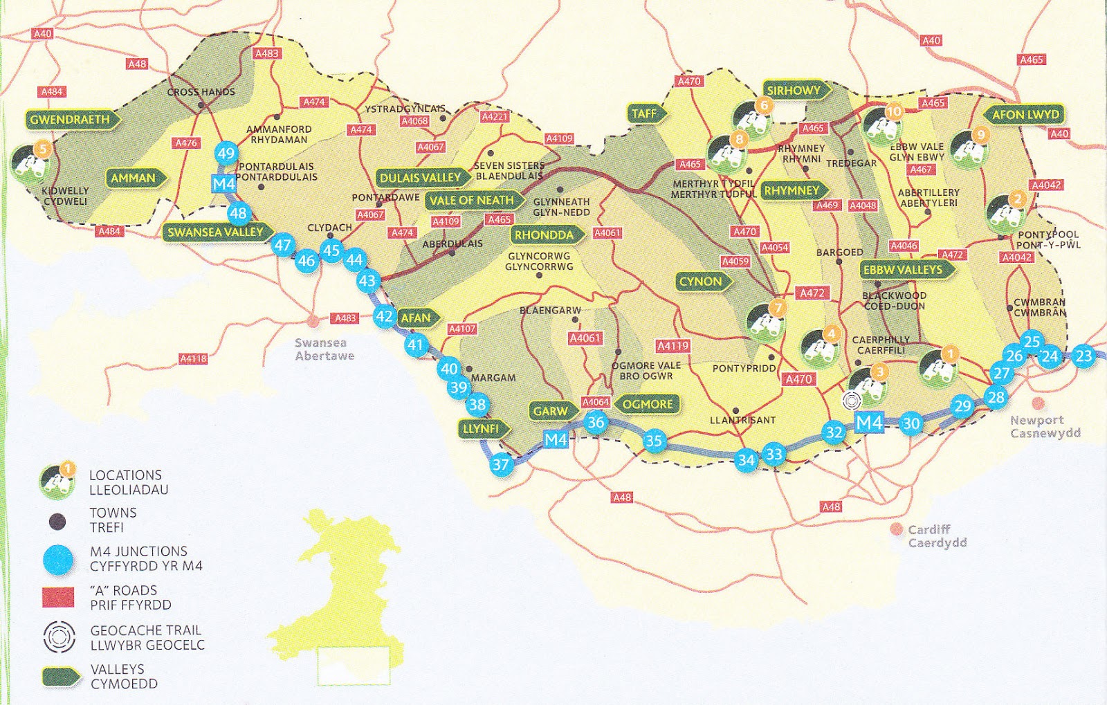 The Valleys Wales Map Local History Of South Wales & Llanhilleth Miners' Institute: The Valleys'  Top 10 Castles, Railways & Sights, South Wales