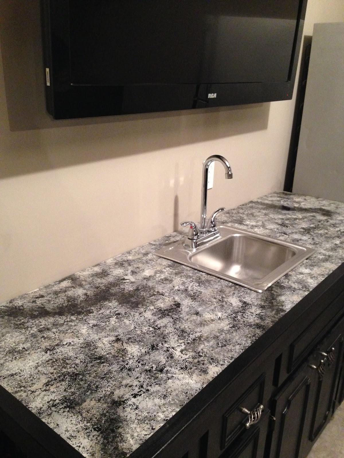 DIY Why Spend More Build your own bar with faux granite countertop