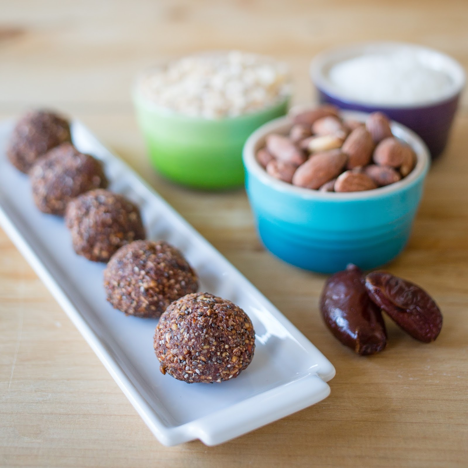 D is for Date Energy Bites with Almonds, Oats & Coconut