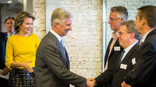 Queen Mathilde and King Philippe of Belgium visited the media group Mediafin in Brussels