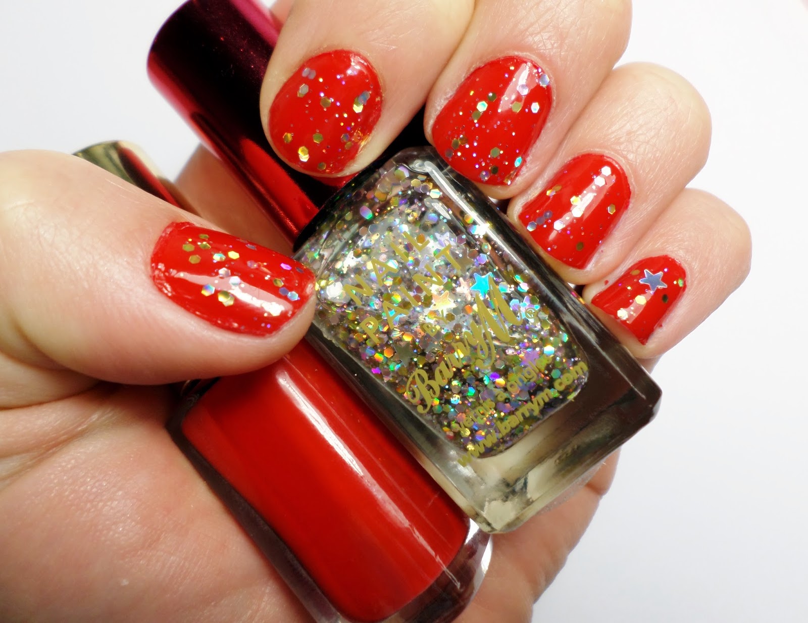 L'Oreal Color Riche 408 Exquisite Scarlet, Barry M Nail Paint in Starlight & Seche Vite Top Coat