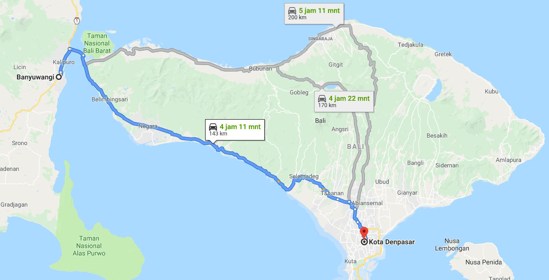 Rute Perjalanan Travel dari Banyuwangi ke Denpasar Bali
