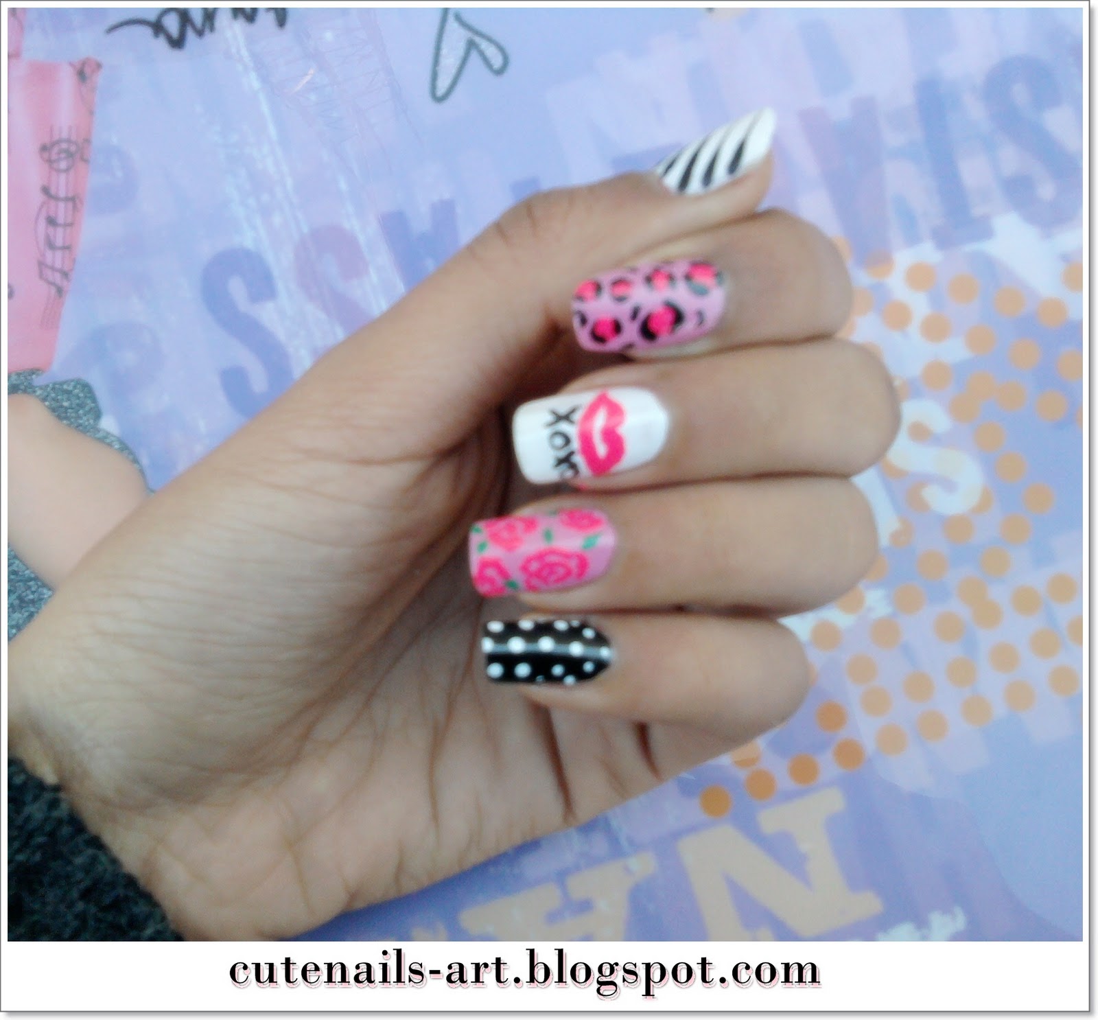 cutenailsart Girly,pinky nails