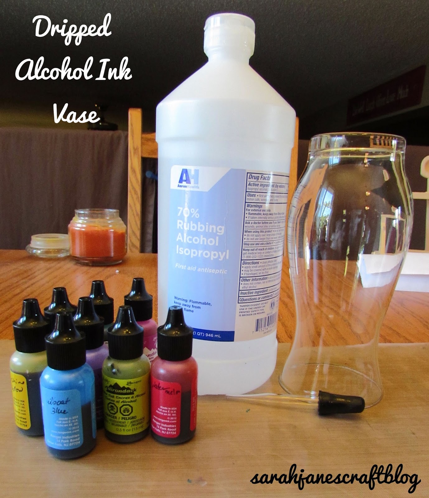 Sarah Jane's Craft Blog Dripped Alcohol Ink Vase
