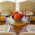 Fall Table Setting with Burnt Orange Gourds, Gold Candles & Natural Linens