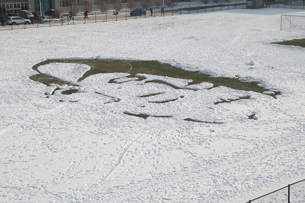 Two students created a massive portrait of one seriously famous lady when the first snow fell. - What These People In China Made Out Of Snow Is Awesome Two students created a massive portrait of one seriously famous lady when the first snow fell. - What These People In China Made Out Of Snow Is Awesome