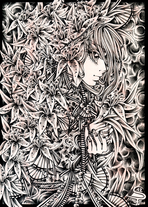 14-Royal-Lilies-Sandra-Filipova-DarkSena-Manga-Black-and-White-and-Colour-Detailed-Drawings-www-designstack-co