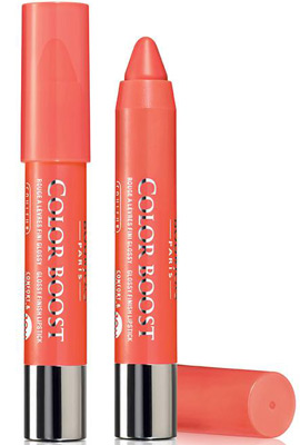 Barra de labios Color Boost de Bourjois tono Orange punch. Naranja suave barra de labios Color Boost de Bourjois tono Orange punch