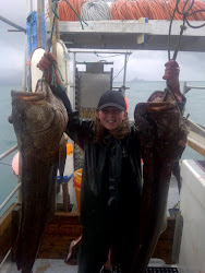 Claire on her second Halibut Trip with her Dad.