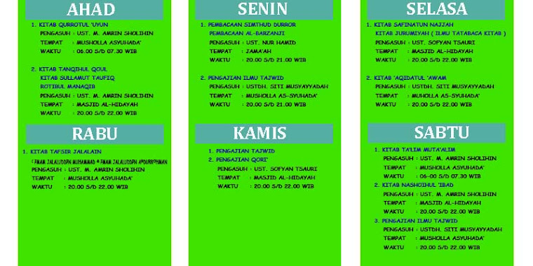 JADWAL PENGAJIAN