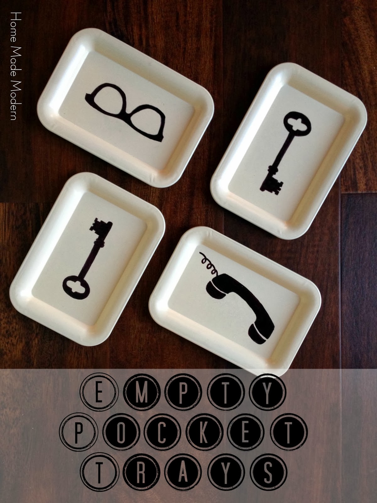 Home Made Modern Painted Trays for Emptying Your Pockets