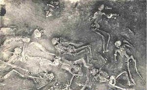 skeletons found at Harappa which had a radioactive level 50 times greater than normal