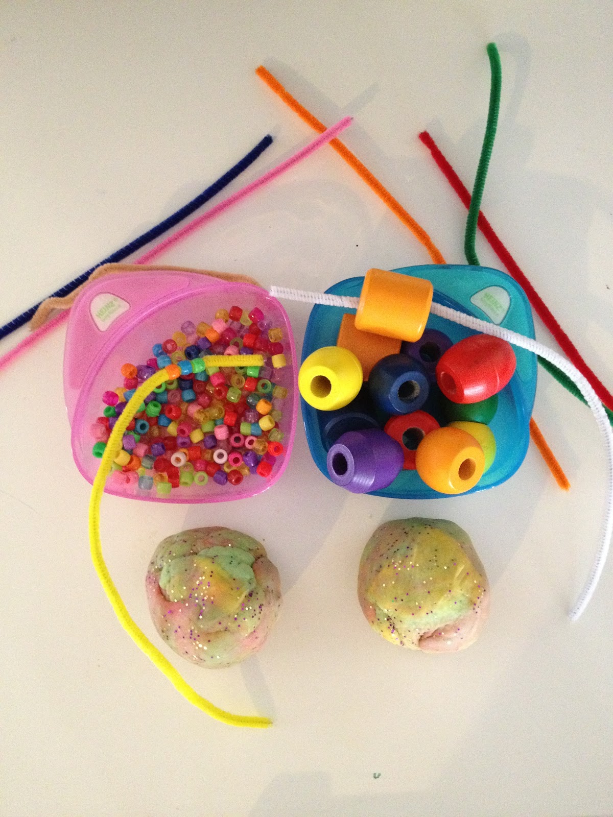 Playing and Learning Begins at Home Fine Motor Playdough Beads and