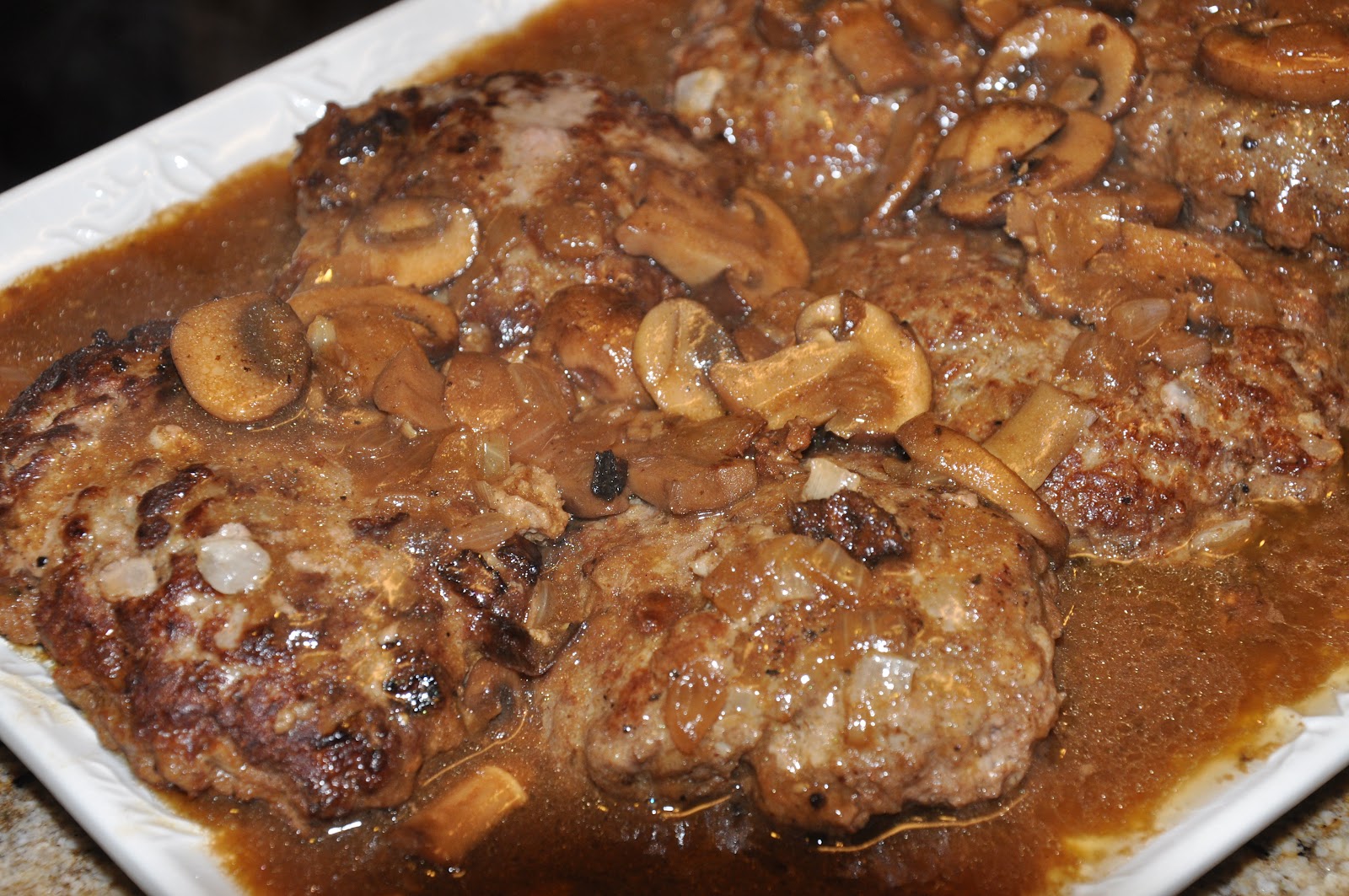 RedheadWhite&Food Salisbury Steak with Portobello Mushroom and Onion Gravy!