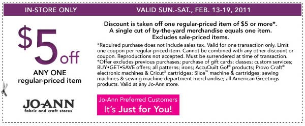 Jo Ann $5 Off $5 Purchase