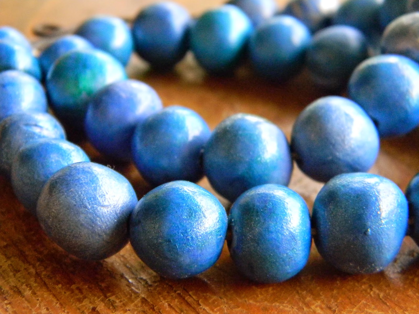 Artistic Endeavors 101 Shimmery Blue Finish on Polymer Beads