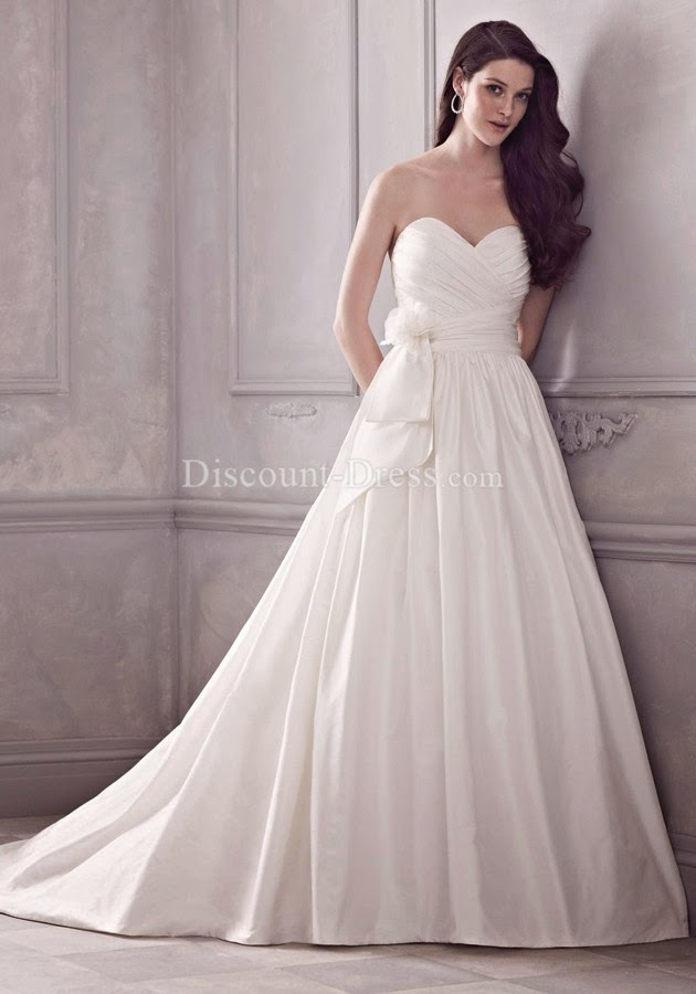 Sweetheart Taffeta A line Floor Length Zipper Back Wedding Dress 