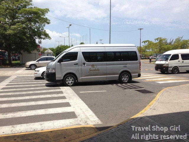 One of the Sandals' shuttles at the airport in Montego Bay